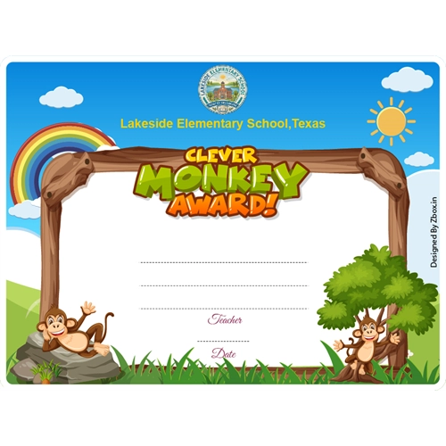 Clever Monkey Classroom Award Certificate